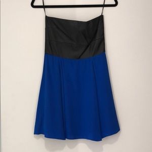 Silk and leather mini strapless dress